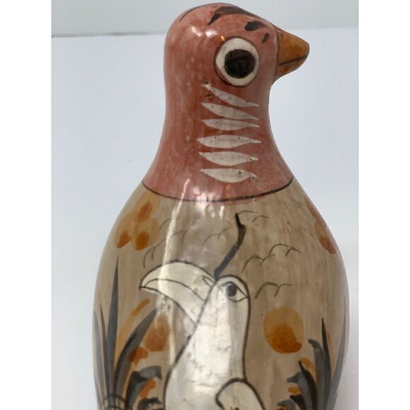 Tonala Mexican Bird Folk Art Pottery Pheasant Design Vintage Hand Painted - Picture 5 of 16